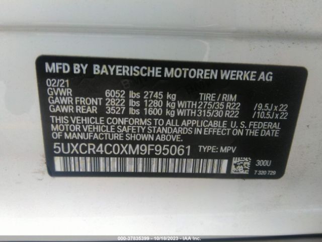 5UXCR4C0XM9F95061 BMW X5 Sdrive40i