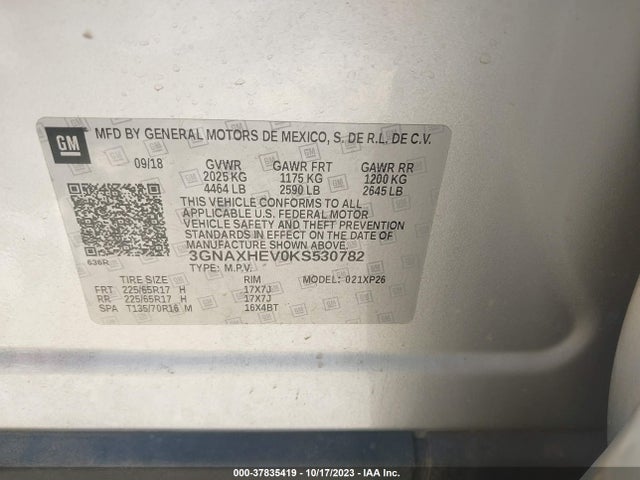 Chevrolet EQUINOX LS 2019 3GNAXHEV0KS530782 Image 9
