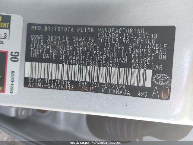 Toyota Corolla L/le/s/s Plus/le Plus 2014 2T1BURHE8EC030457 Image 9