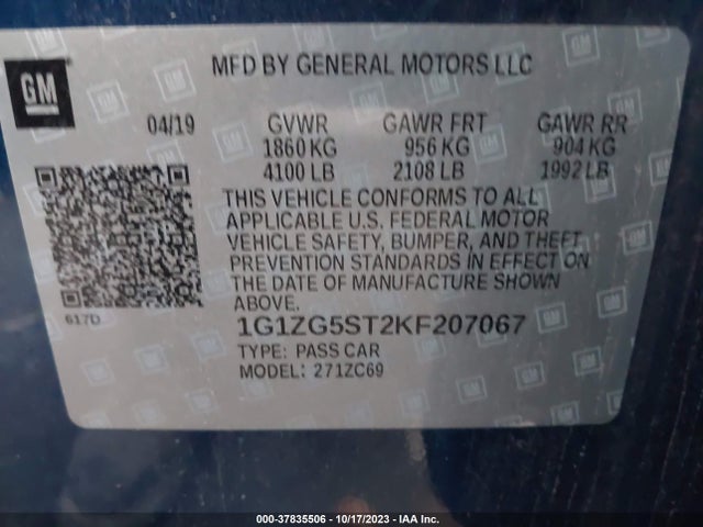 Chevrolet MALIBU RS 2019 1G1ZG5ST2KF207067 Image 9