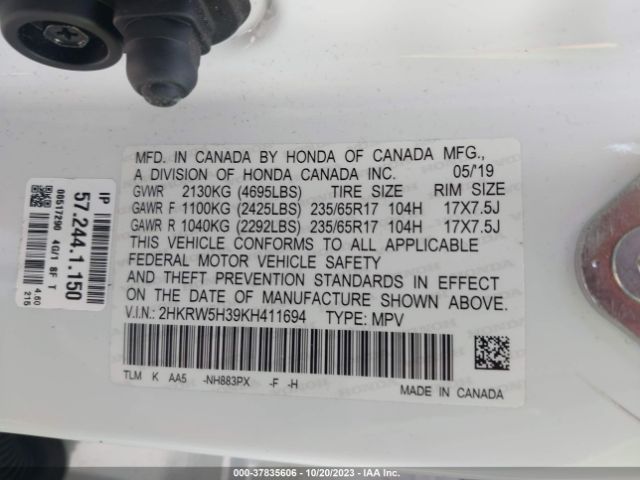 2HKRW5H39KH411694 Honda CR-V LX