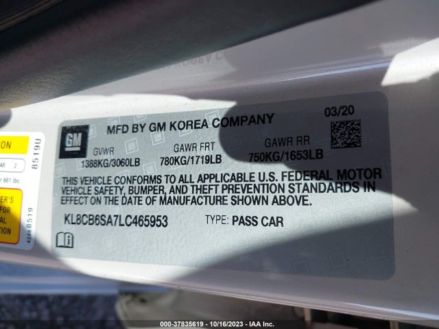 Chevrolet Spark Fwd Ls Automatic 2020 KL8CB6SA7LC465953 Image 9