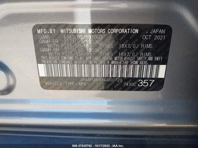 JA4APUAU6NU000720 Mitsubishi Outlander Sport Es/le/s/be