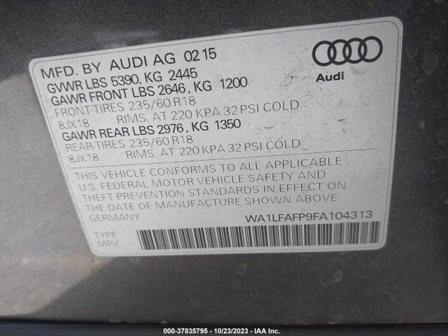 Audi Q5 2.0t Premium 2015 WA1LFAFP9FA104313 Image 9