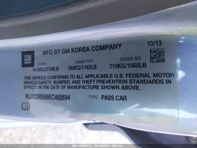 Chevrolet Spark Lt 2014 KL8CD6S99EC468694 Image 9