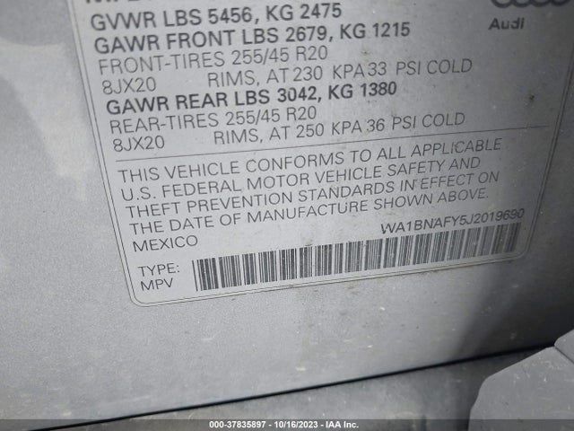 WA1BNAFY5J2019690 Audi Q5 Premium Plus