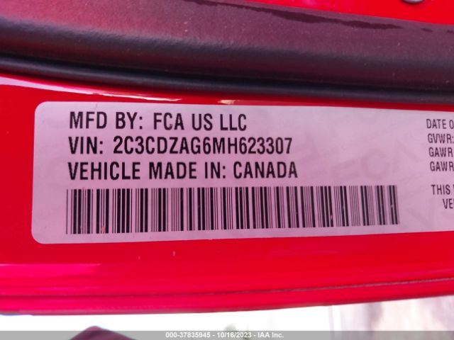 2C3CDZAG6MH623307 Dodge Challenger Sxt