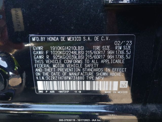 3CZRZ1H78PM731880 Honda Hr-v Ex-l