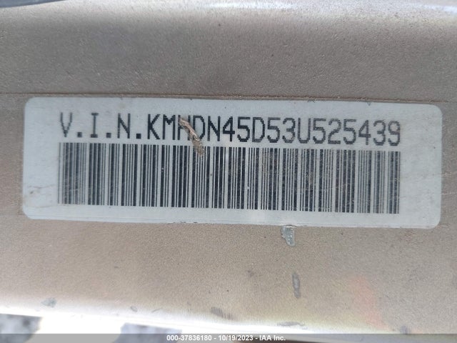 2003 HYUNDAI ELANTRA GLS/GT VIN: KMHDN45D53U525439