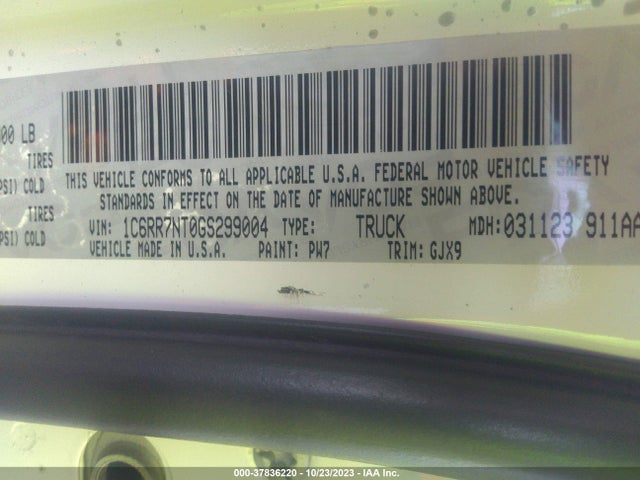 RAM 1500 Laramie 2016 1C6RR7NT0GS299004 Image 9