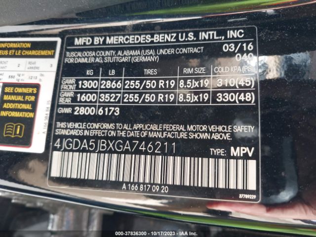 4JGDA5JBXGA746211 Mercedes-Benz Gle Gle 350