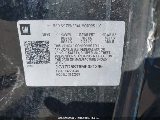 Chevrolet MALIBU LT 2021 1G1ZD5ST8MF021299 Image 9