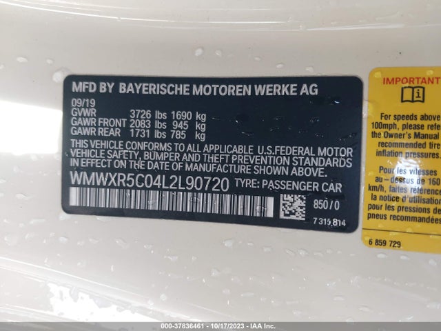 2020 MINI HARDTOP 2 DOOR WMWXR5C04L2L90720 Photo 8