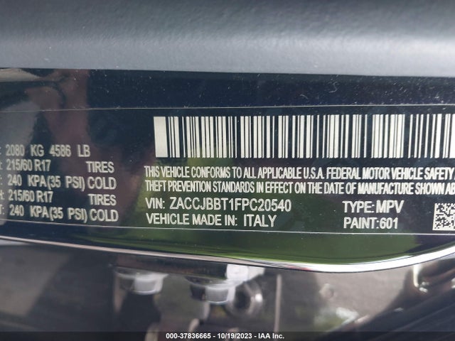 2015 JEEP RENEGADE LATITUDE VIN: ZACCJBBT1FPC20540