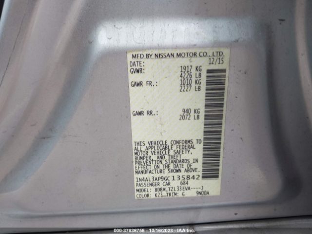 1N4AL3AP9GC135842 Nissan Altima 2.5 Sl