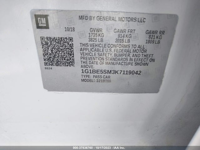 Chevrolet CRUZE LT 2019 1G1BE5SM3K7119042 Image 9