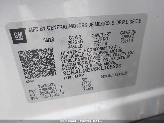 3GKALMEV6KL108303 GMC Terrain Sle