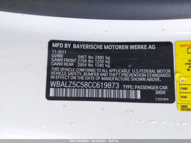 2012 BMW 6 SERIES WBALZ5C58CC619873 Photo 8