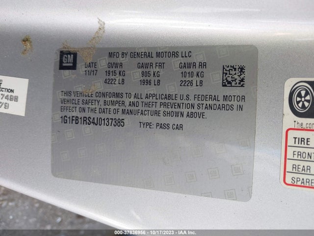 Chevrolet Camaro 1lt 2018 1G1FB1RS4J0137385 Image 9