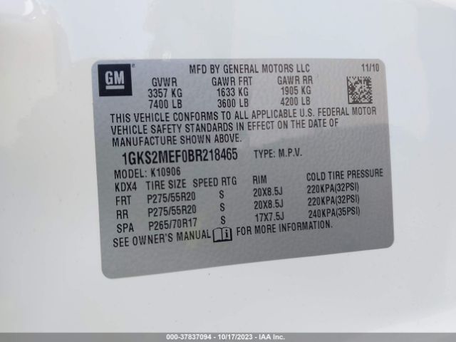 2011 GMC YUKON XL 1GKS2MEF0BR218465 Photo 8