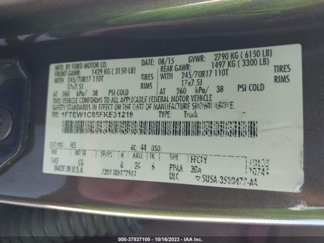 1FTEW1C85FKE31216 Ford F-150 Xlt/xl