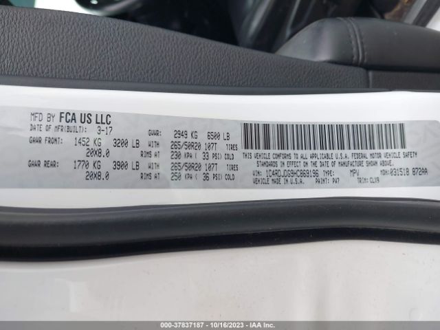 1C4RDJDG9HC869196 Dodge Durango Gt Awd