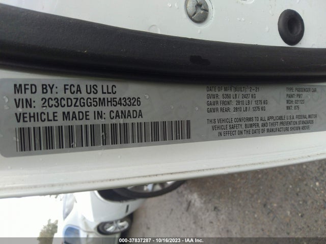 Dodge Challenger Sxt 2021 2C3CDZGG5MH543326 Image 9