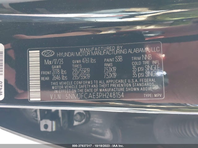 2023 HYUNDAI TUCSON SEL VIN: 5NMJFCAE3PH248154