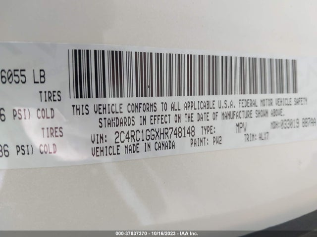 2C4RC1GGXHR748148 Chrysler Pacifica Limited