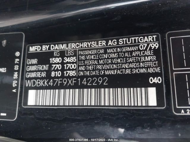 1999 MERCEDES-BENZ SLK-CLASS WDBKK47F9XF142292 Photo 8