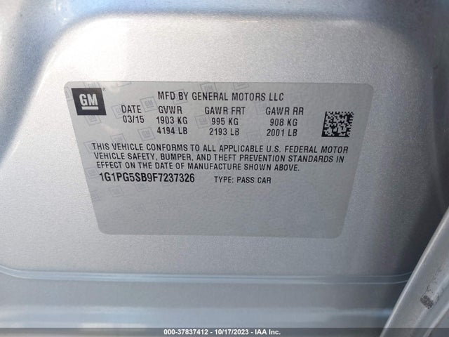 Chevrolet CRUZE LTZ 2015 1G1PG5SB9F7237326 Image 9