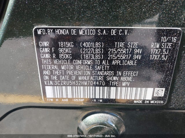 Honda HR-V LX 2017 3CZRU5H32HM704470 Image 9