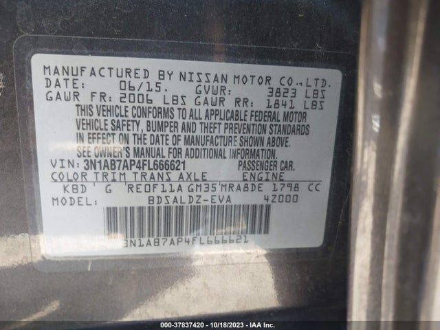 Nissan SENTRA SV 2015 3N1AB7AP4FL666621 Image 9