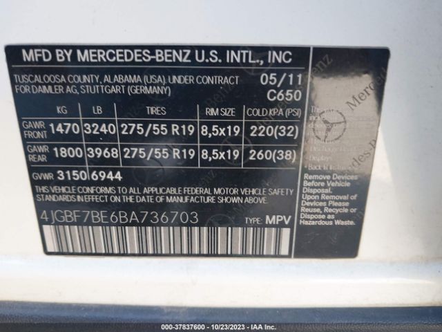 2011 MERCEDES-BENZ GL 450 4JGBF7BE6BA736703 Photo 8