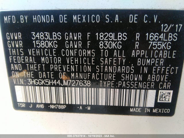 2018 HONDA FIT 3HGGK5H44JM727638 Photo 8