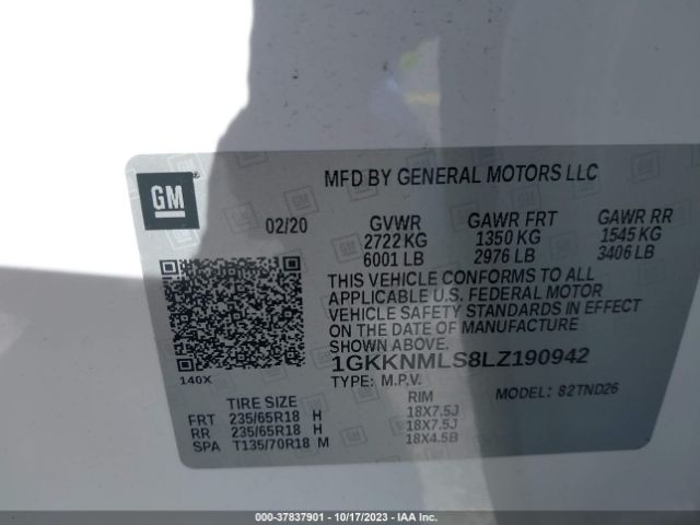 1GKKNMLS8LZ190942 GMC Acadia Fwd Slt
