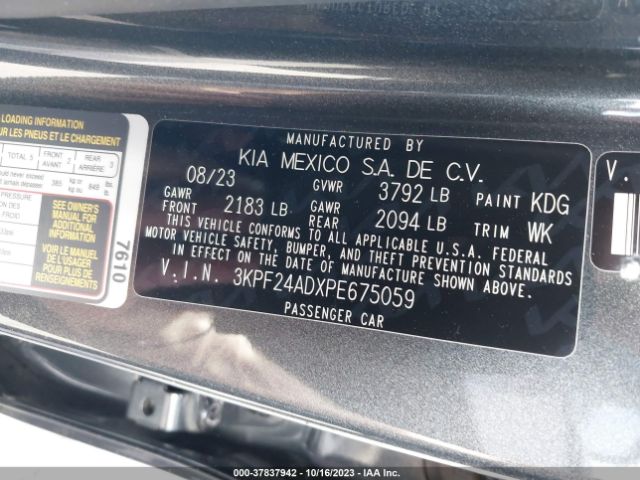 3KPF24ADXPE675059 KIA Forte Lxs