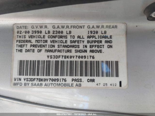 2000 SAAB 9-3 YS3DF78K0Y7009176 Photo 8