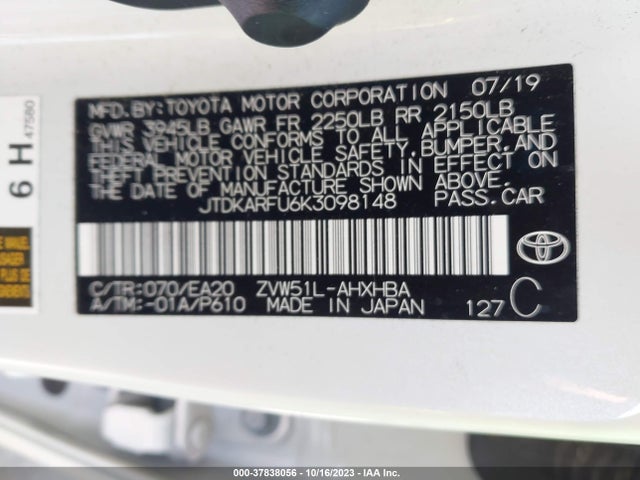 Toyota PRIUS XLE 2019 JTDKARFU6K3098148 Image 9