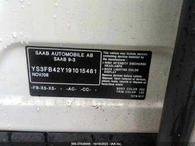 2009 SAAB 9-3 YS3FB42Y191015461 Photo 8
