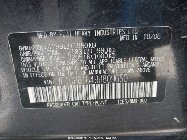 2009 SUBARU IMPREZA WAGON JF1GH61649H809650 Photo 8