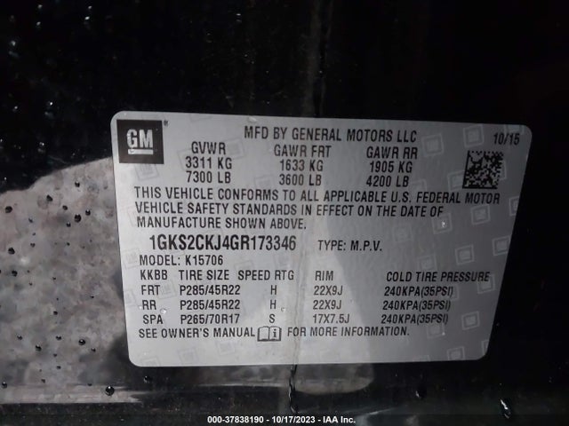 GMC YUKON DENALI 2016 1GKS2CKJ4GR173346 Image 9