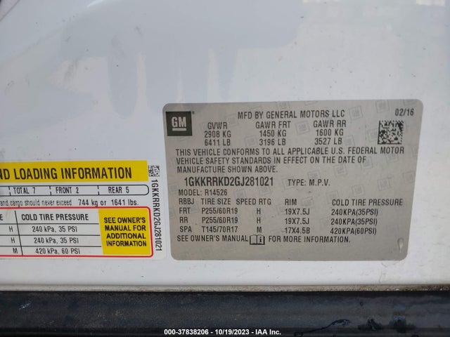 GMC Acadia Slt-1 2016 1GKKRRKD2GJ281021 Image 9