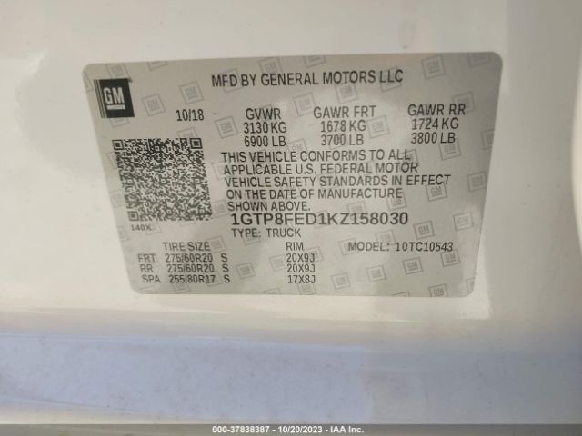 1GTP8FED1KZ158030 GMC Sierra 1500 Denali