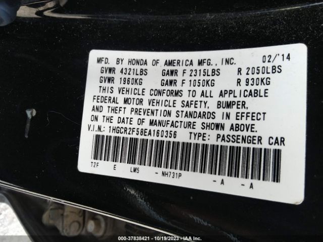 1HGCR2F58EA160356 Honda Accord Sedan Sport