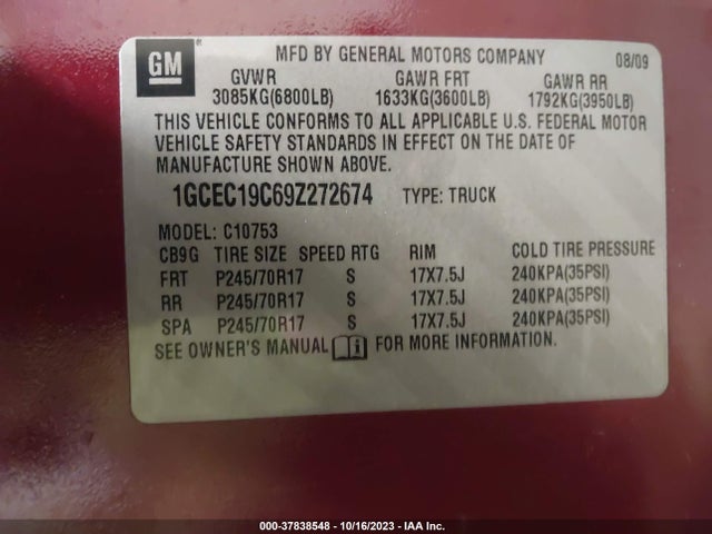 2009 CHEVROLET SILVERADO 1500 1GCEC19C69Z272674 Photo 8