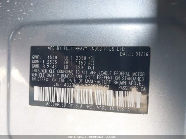 4S3BNBC62G3037503 Subaru Legacy 2.5i Premium