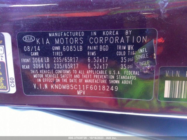 KNDMB5C11F6018249 KIA SEDONA LX