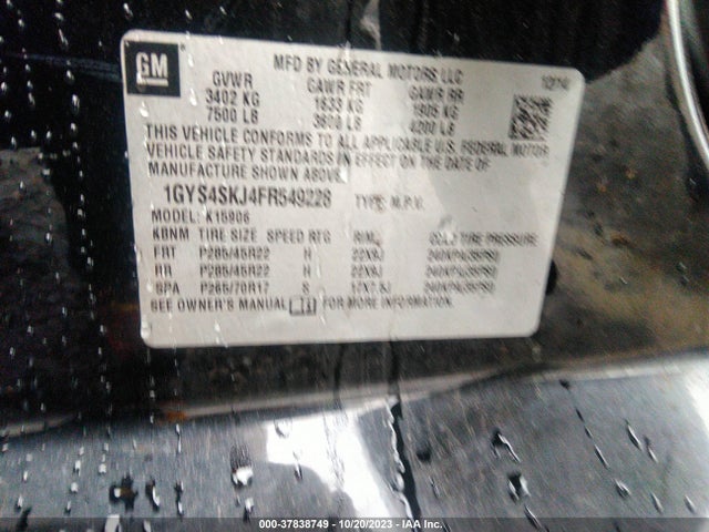 1GYS4SKJ4FR549228 Cadillac Escalade Esv Luxury