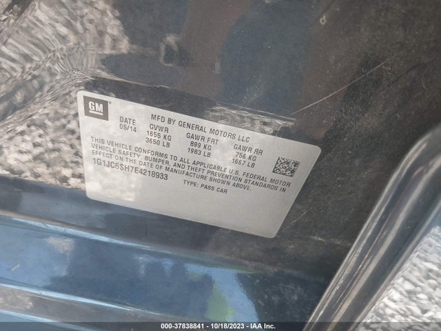 Chevrolet SONIC LT 2014 1G1JC6SH7E4218933 Image 9
